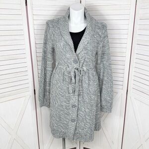 J.J. Always Shawl‎ Collar Belted Balloon Sleeve Long Cardigan Sweater Grey XL